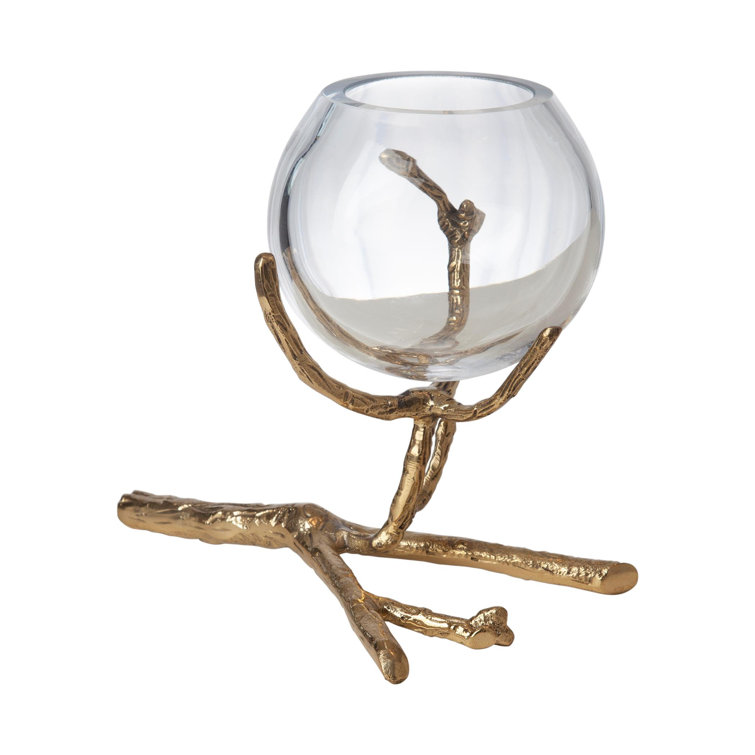 Twist and Turn Brass Silver Bud Vase with Glass Bulb