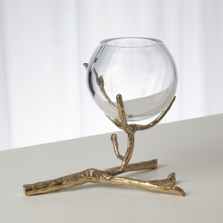 Twist and Turn Brass Silver Bud Vase with Glass Bulb