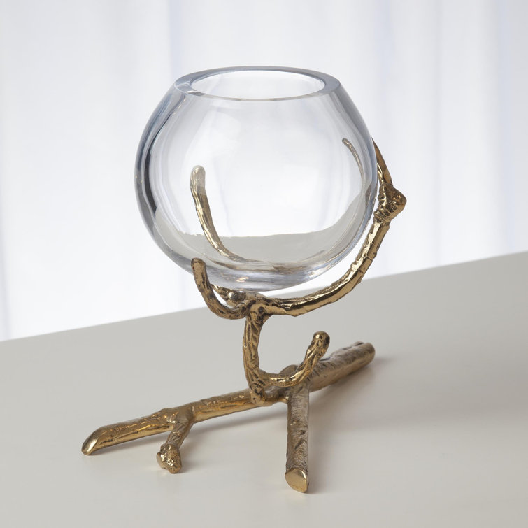 Twist and Turn Brass Silver Bud Vase with Glass Bulb