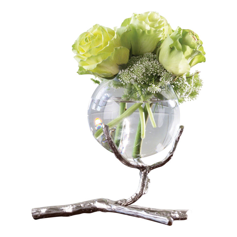 Contemporary Nickel-Twist Glass Bud Vase, 8"L x 5.5"W