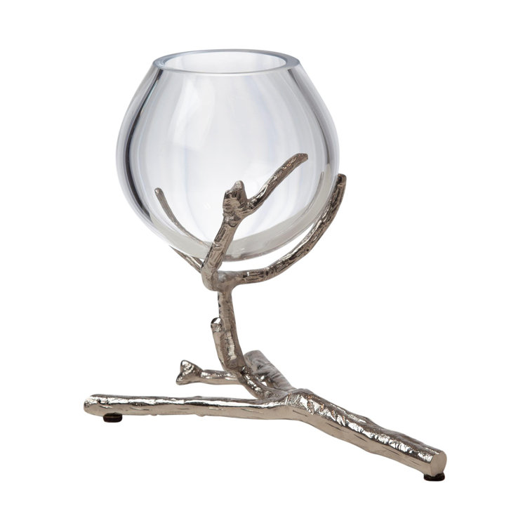 Contemporary Nickel-Twist Glass Bud Vase, 8"L x 5.5"W