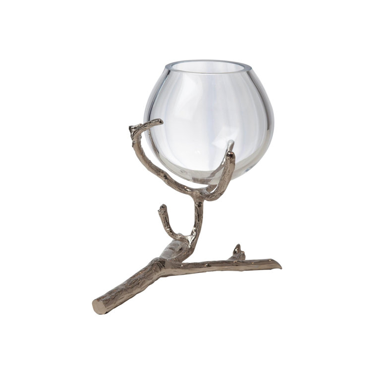 Contemporary Nickel-Twist Glass Bud Vase, 8"L x 5.5"W