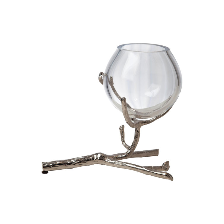 Contemporary Nickel-Twist Glass Bud Vase, 8"L x 5.5"W