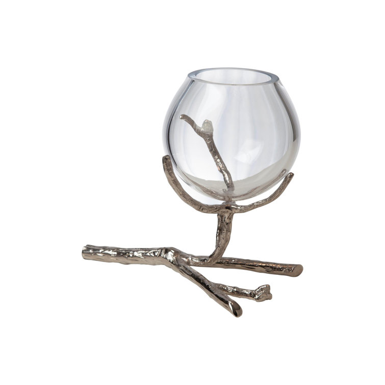 Contemporary Nickel-Twist Glass Bud Vase, 8"L x 5.5"W