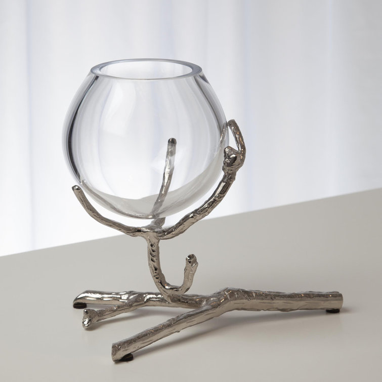 Contemporary Nickel-Twist Glass Bud Vase, 8"L x 5.5"W
