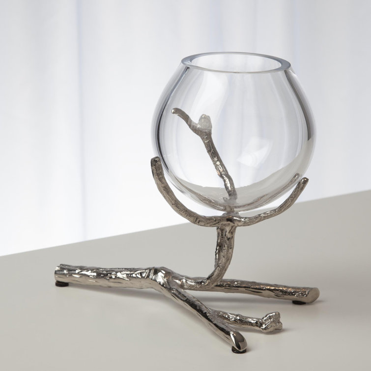 Contemporary Nickel-Twist Glass Bud Vase, 8"L x 5.5"W