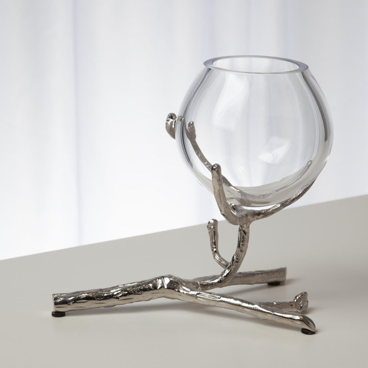 Contemporary Nickel-Twist Glass Bud Vase, 8"L x 5.5"W