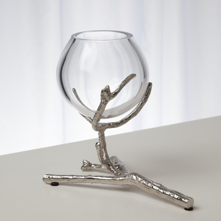 Contemporary Nickel-Twist Glass Bud Vase, 8"L x 5.5"W
