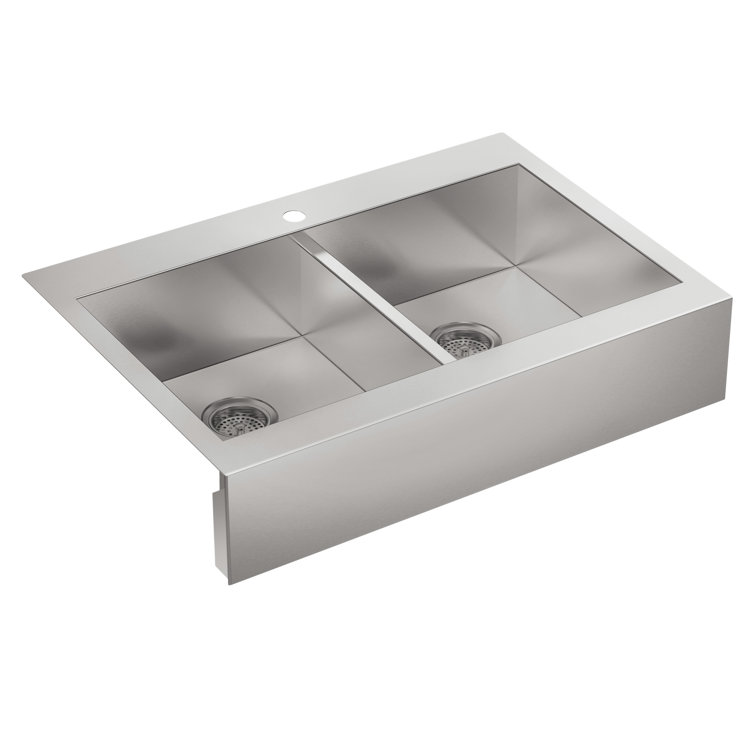 Vault 35.75" Stainless Steel Double Bowl Farmhouse Sink