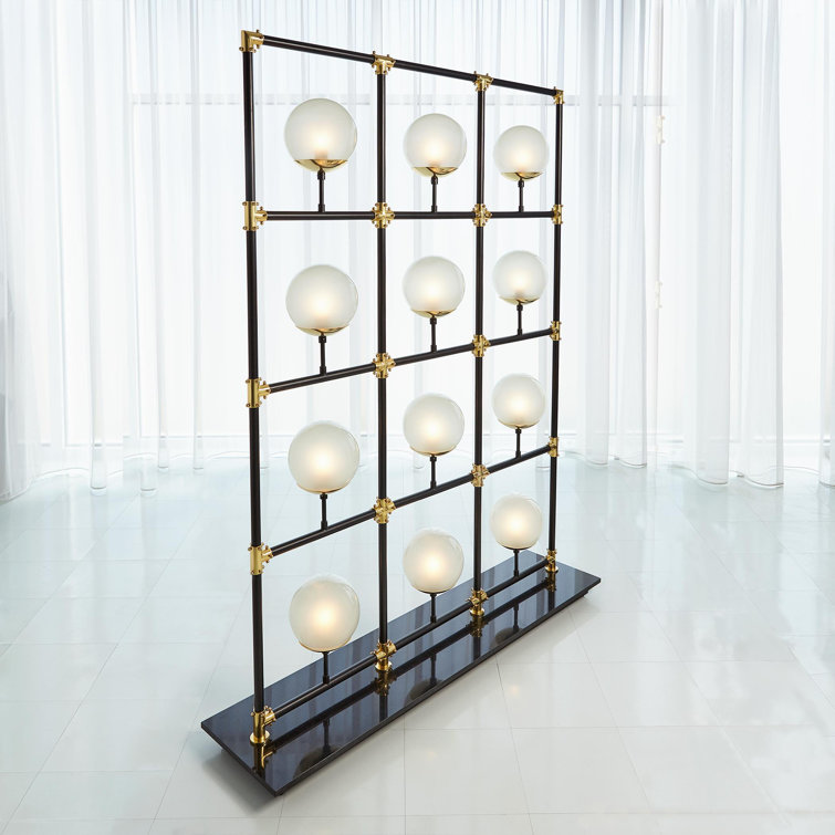 Black Brass 12-Light Globe Floor Lamp with Glass Globes