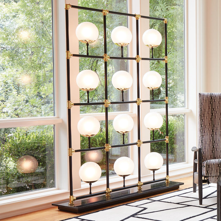 Black Brass 12-Light Globe Floor Lamp with Glass Globes