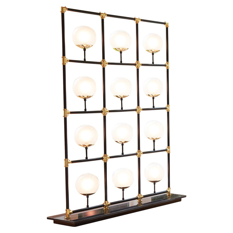 Black Brass 12-Light Globe Floor Lamp with Glass Globes