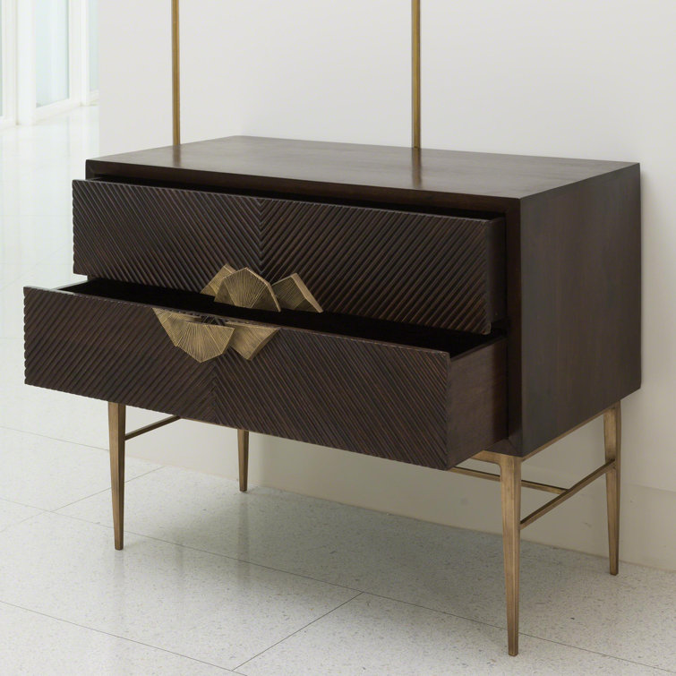 Galapagos Chevron Dark Walnut Brass-Handled Extra Deep Chest