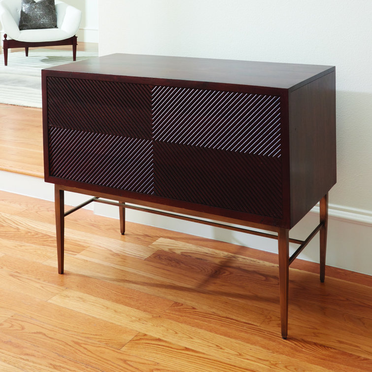 Galapagos Chevron Dark Walnut Brass-Handled Extra Deep Chest