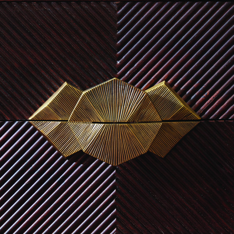 Galapagos Chevron Dark Walnut Brass-Handled Extra Deep Chest