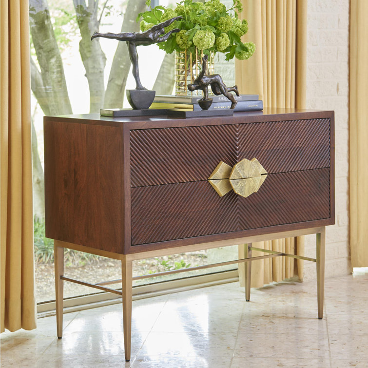 Galapagos Chevron Dark Walnut Brass-Handled Extra Deep Chest
