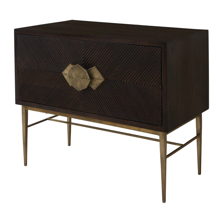 Galapagos Chevron Dark Walnut Brass-Handled Extra Deep Chest