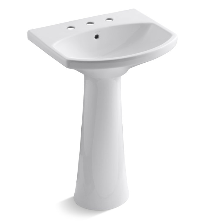 Cimarron White Vitreous China Pedestal Bathroom Sink