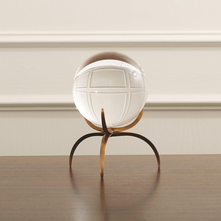 Bronze 7.5" Crystal Orb with 3-Prong Base