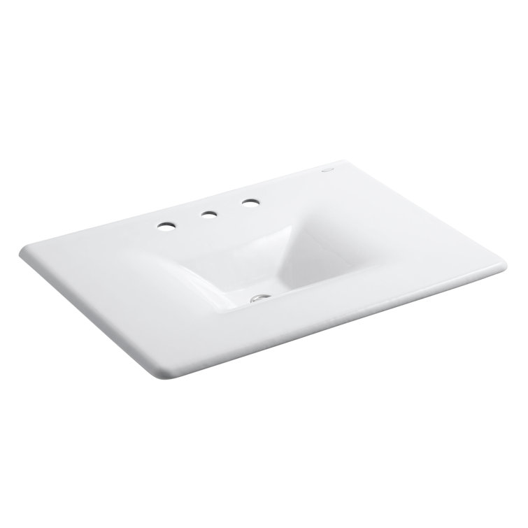 White Cast Iron 32" Integrated Bathroom Vanity Top