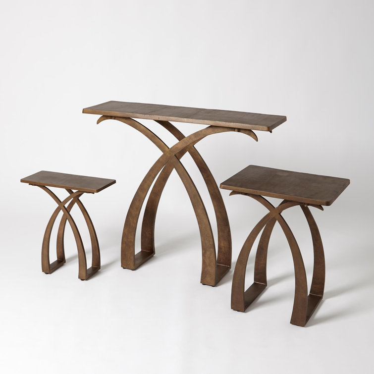 Saigon Antique Brass Cast Aluminum Console Table