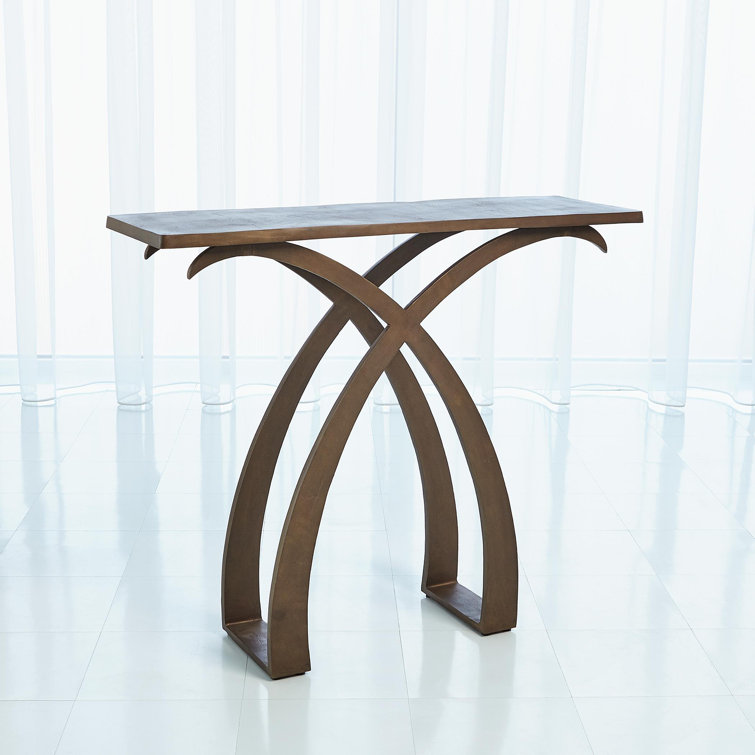Saigon Antique Brass Cast Aluminum Console Table