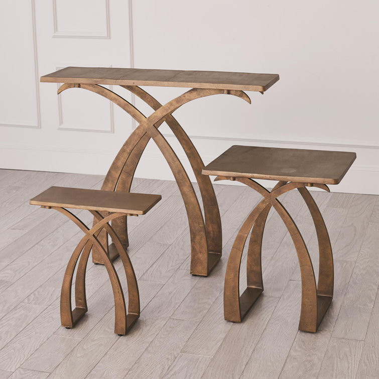 Saigon Antique Brass Cast Aluminum Console Table