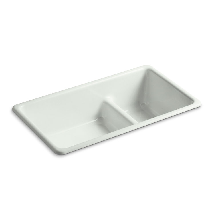 Sea Salt Cast Iron Double-Bowl Drop-In Kitchen Sink