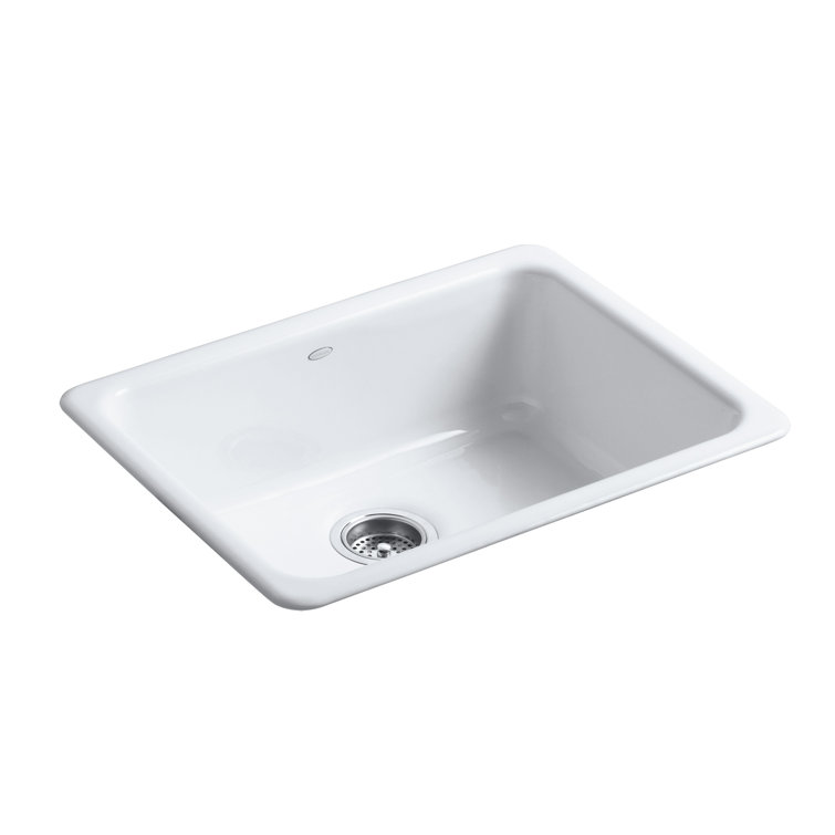 White Cast Iron Drop-In Single Bowl Kitchen Sink