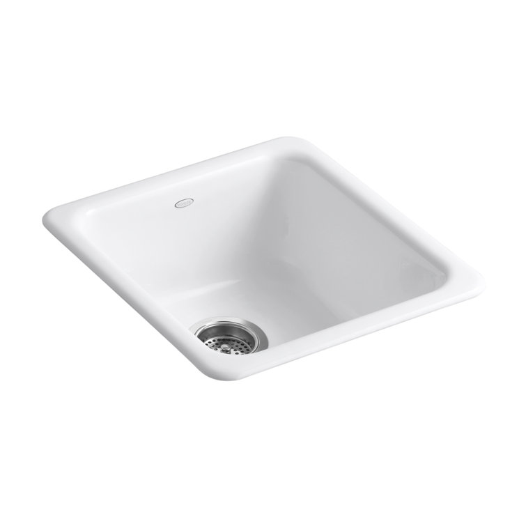 White Enameled Cast Iron Single Bowl Kitchen Sink