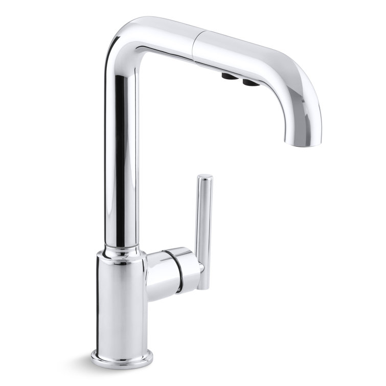 Polished Chrome Pull-Out Kitchen Faucet with Spray