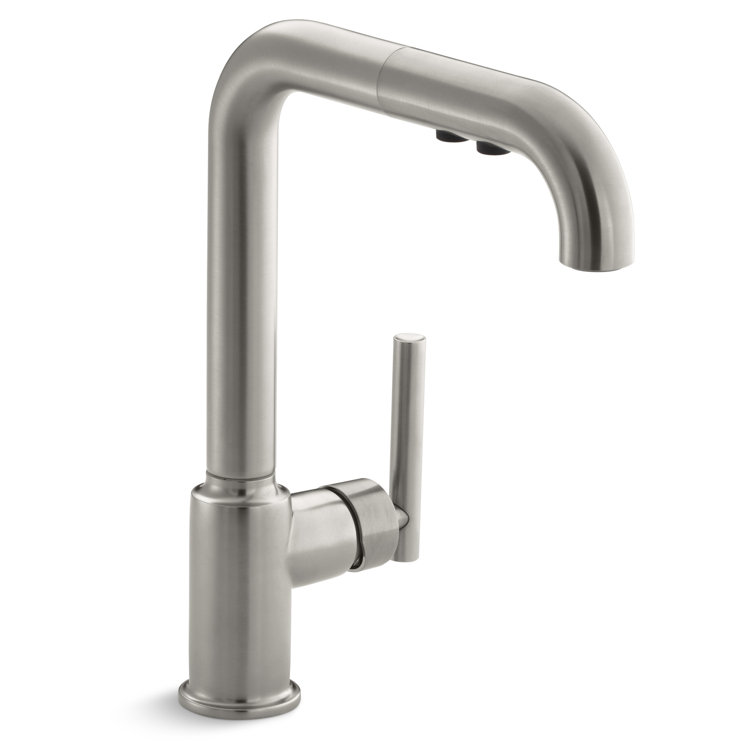 Sleek Stainless Steel Single-Handle Kitchen Faucet with Pull-Out Spray