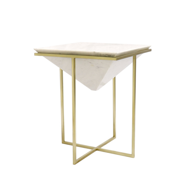 Sleek Beacon Rectangular Marble & Steel End Table