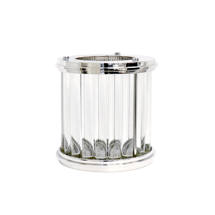 Gold and Clear Art Deco Glass Hurricane Candle Holder