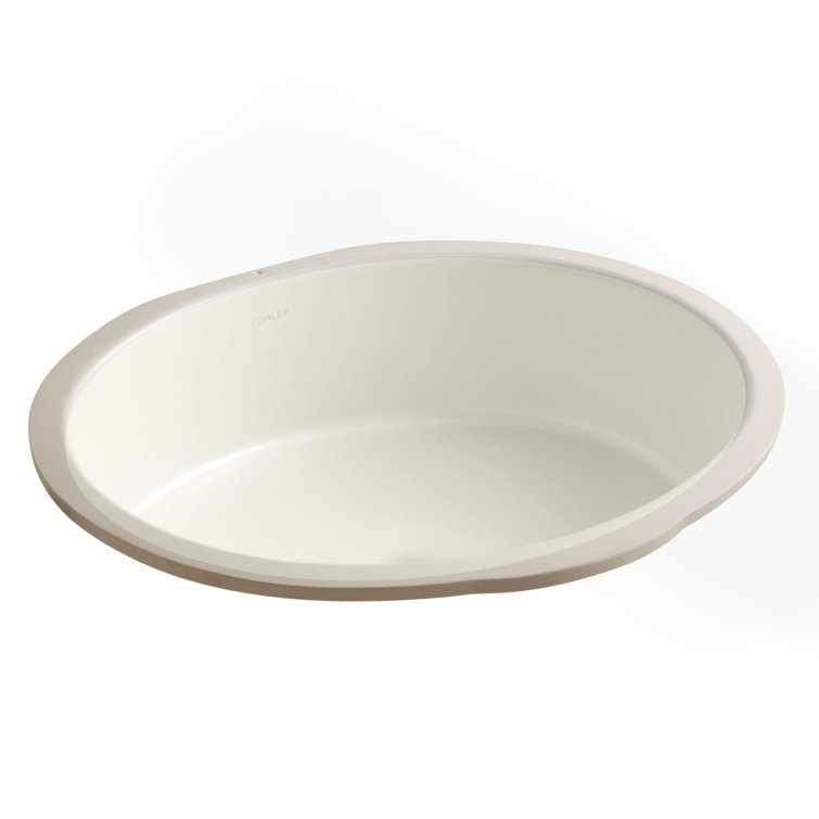 Verticyl Biscuit Ceramic Oval Undermount Bathroom Sink