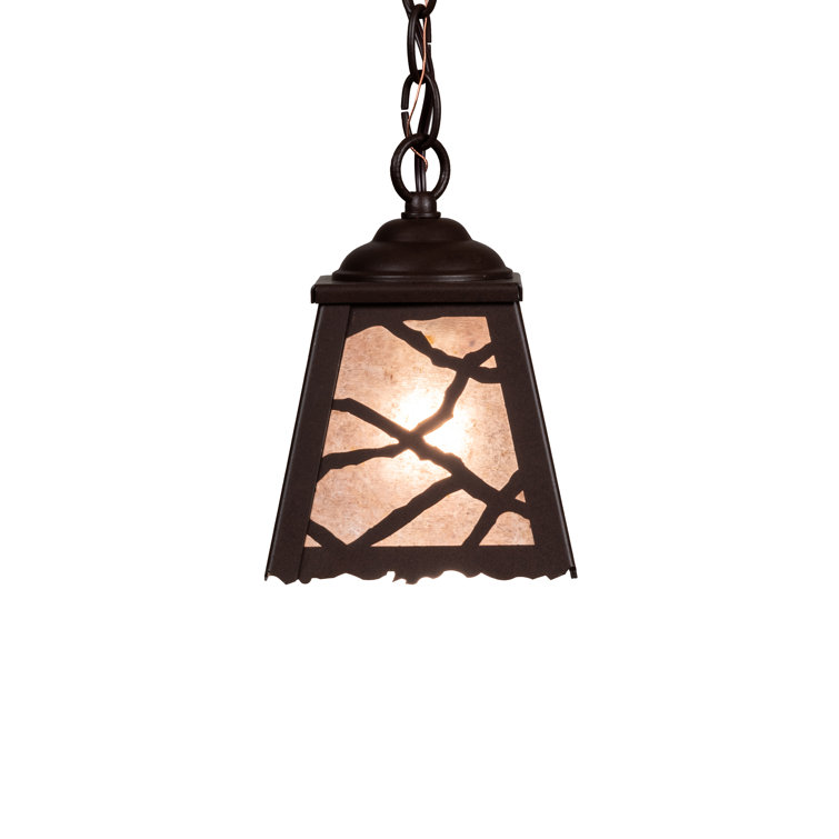 Oak Branch Geometric Mini-Pendant with Silver Mica Shade