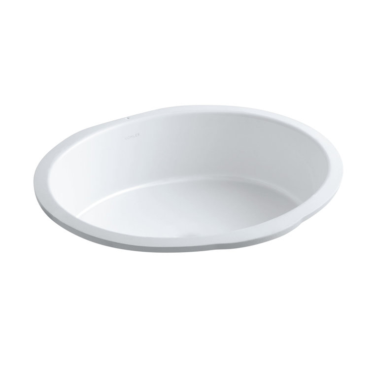 Elegant Verticyl White Ceramic Oval Undermount Bathroom Sink