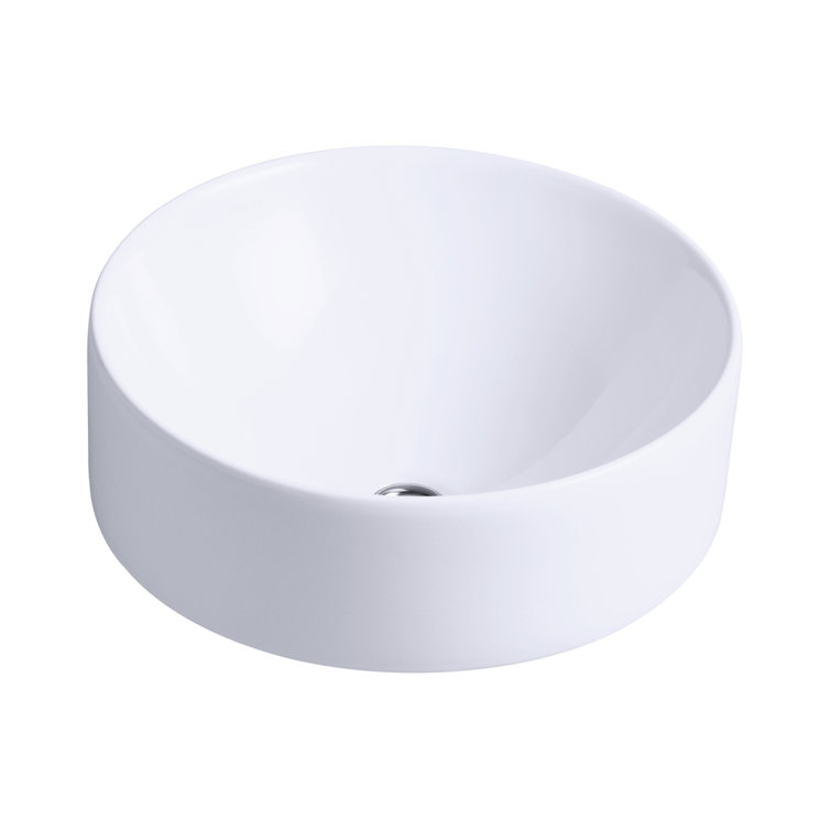 White Ceramic Round Above-Counter Vessel Sink