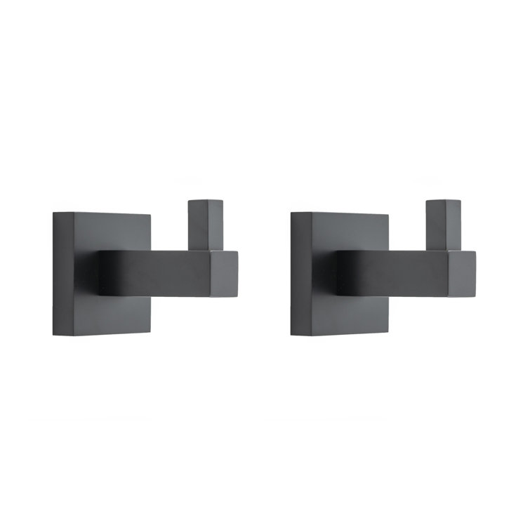 Matte Black Solid Brass 2-Piece Robe Hook Set