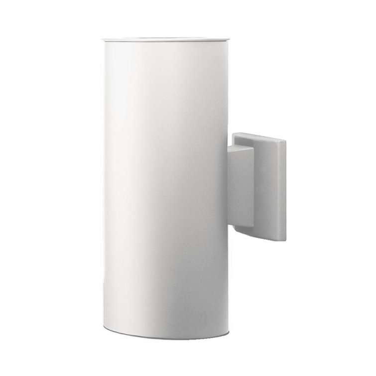 White Aluminum Cylinder Outdoor Wall Lantern Sconce
