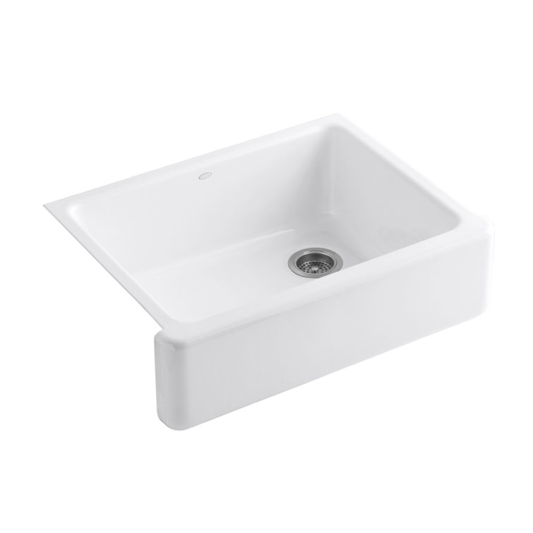 White 30-Inch Cast Iron Farmhouse Single Bowl Kitchen Sink