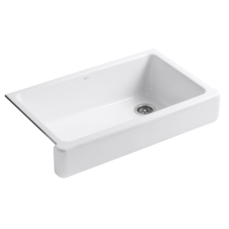 White 36" Cast Iron Farmhouse Drop-In Kitchen Sink