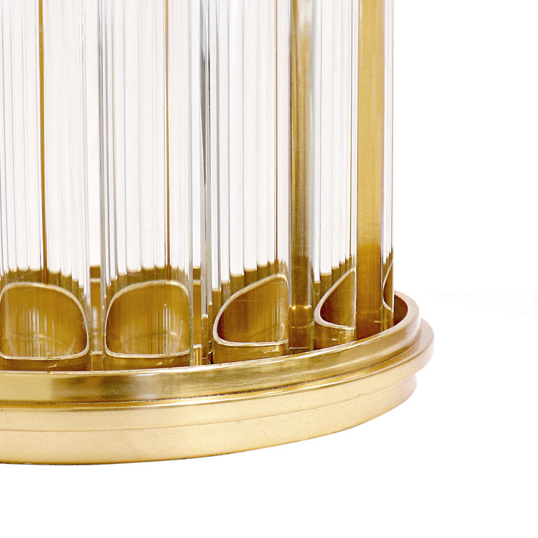 Gold and Clear Lucite Hurricane Candle Holder