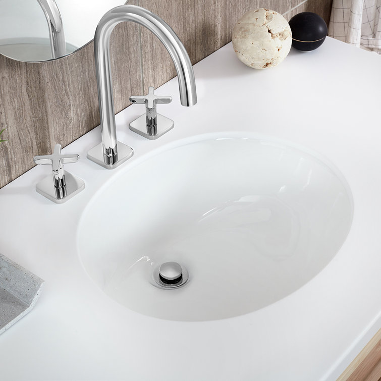 Westmere White Oval Ceramic Undermount Bathroom Sink