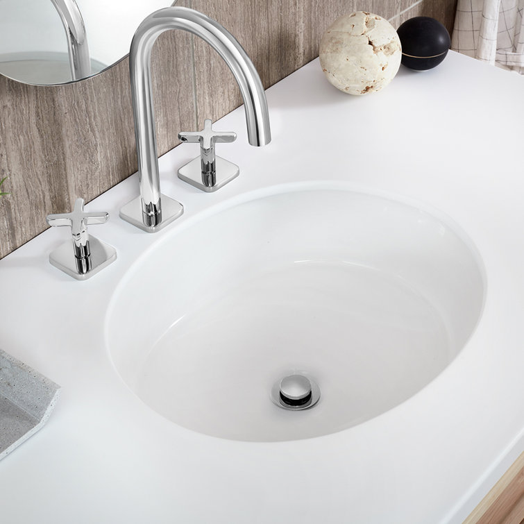 Westmere White Oval Ceramic Undermount Bathroom Sink