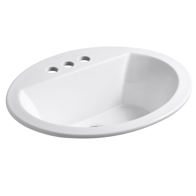 Bryant White Ceramic Oval Drop-In Bathroom Sink with Overflow