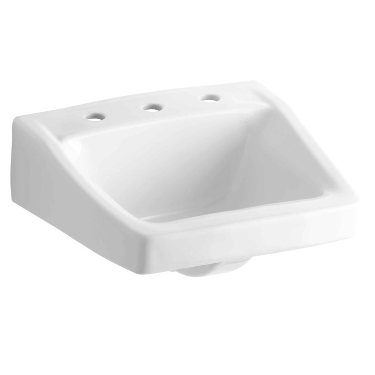 Chesapeake Sleek White Ceramic Rectangular Wall-Mount Bathroom Sink