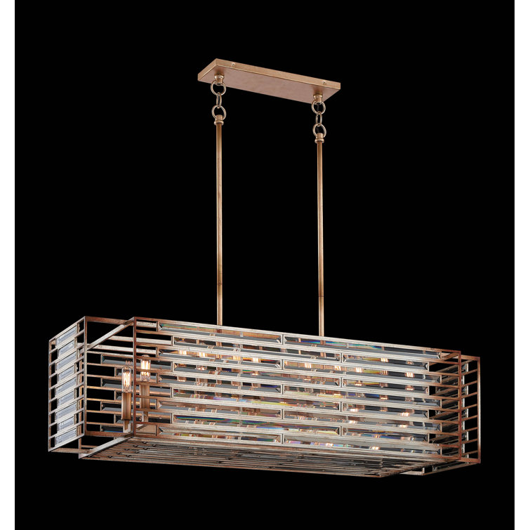 Skyline Gold Leaf 12-Light Crystal Kitchen Island Pendant