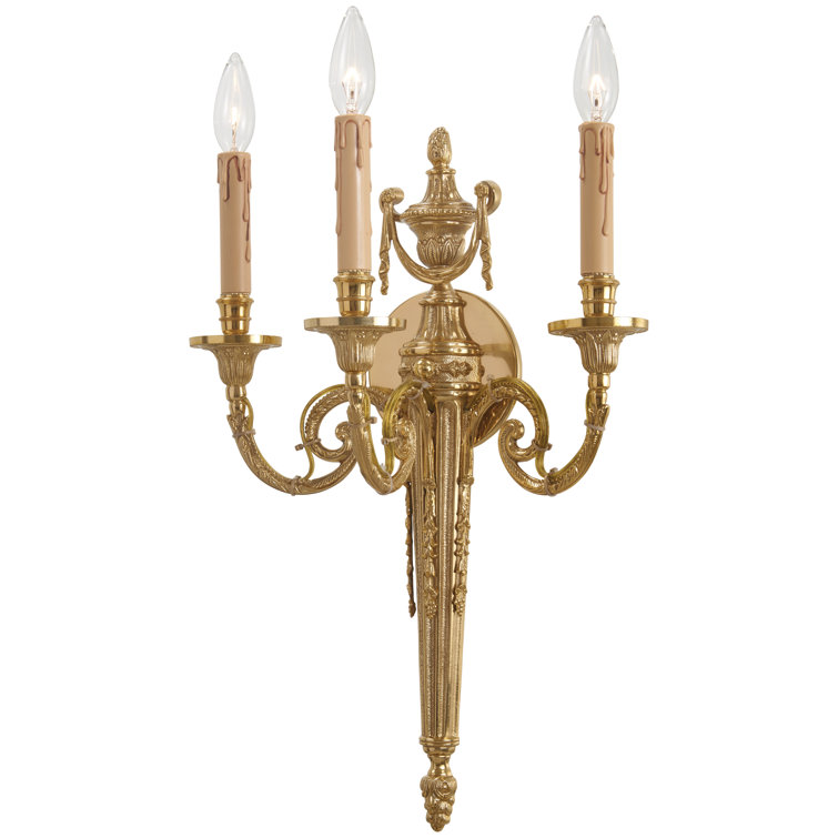 French Gold 3-Light Traditional Direct Wired Wall Sconce