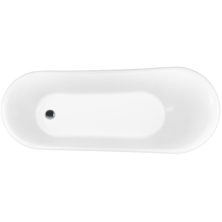 69'' Matte Antique Brass and White Acrylic Clawfoot Bathtub